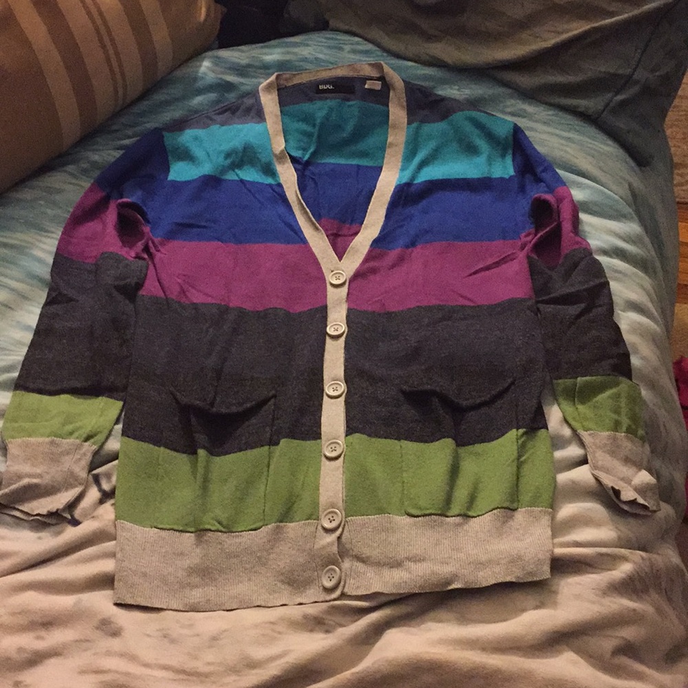 Colorful Striped Button Down Cardigan BDG Size S